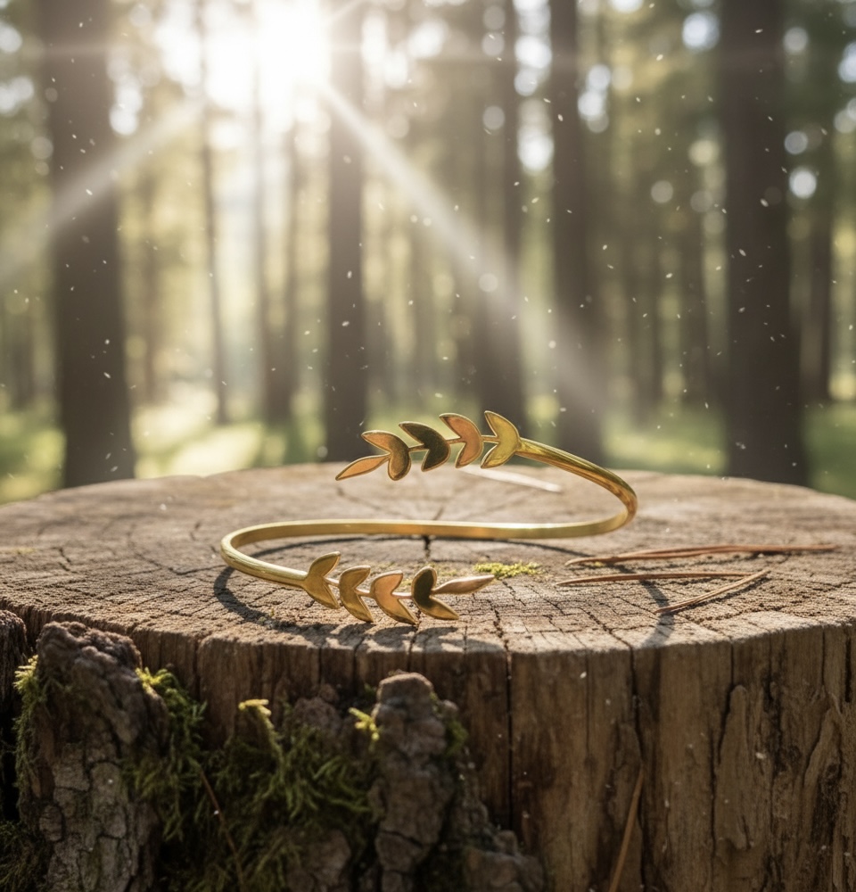 Zeytin Dalı Gümüş Kol Manşeti