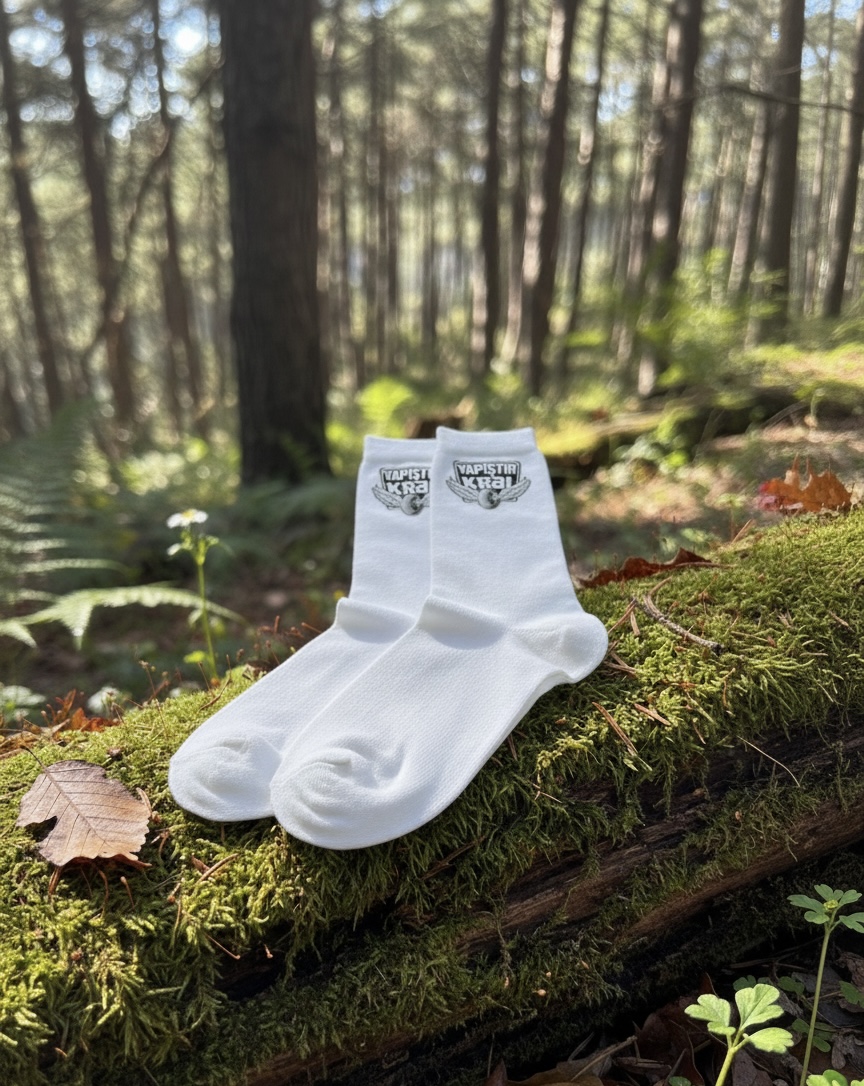 Yapıştır Kral Logolu Standart Beden Beyaz Çorap